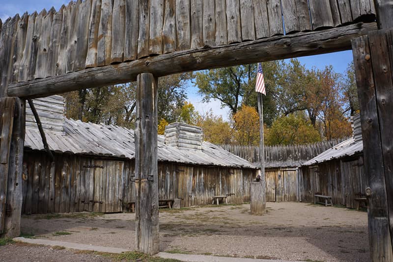 Reconstructed Fort Mandan, Lewis and Clark monument