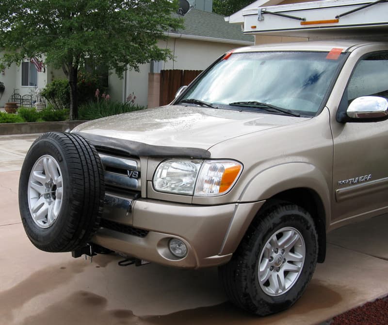 Toyota Tundra with spare tire on front hitch