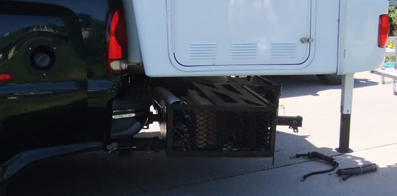 Spare tire holder under Bigfoot back overhang