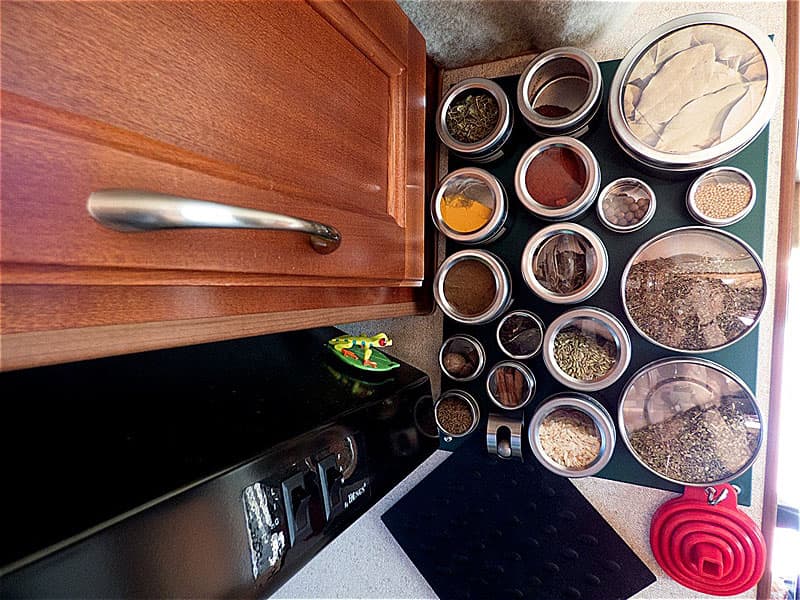 Spice Rack in Truck Camper