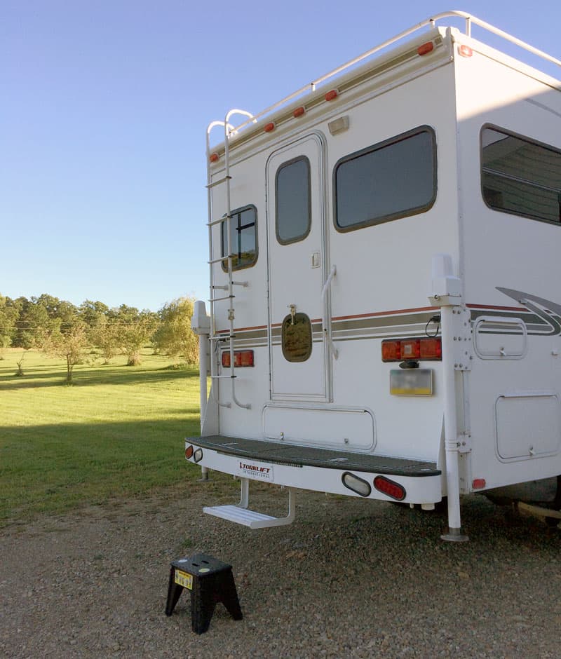 Enter Camper With Step Stool