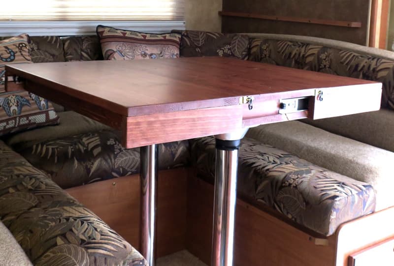 Storage Inside The Camper Dinette Table