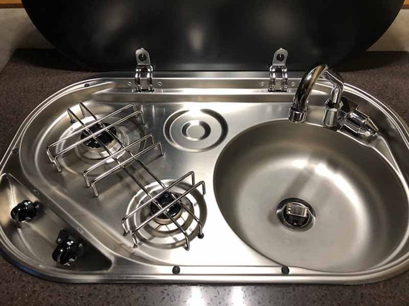 Stove And Sink Combo With Glass Flip Cover