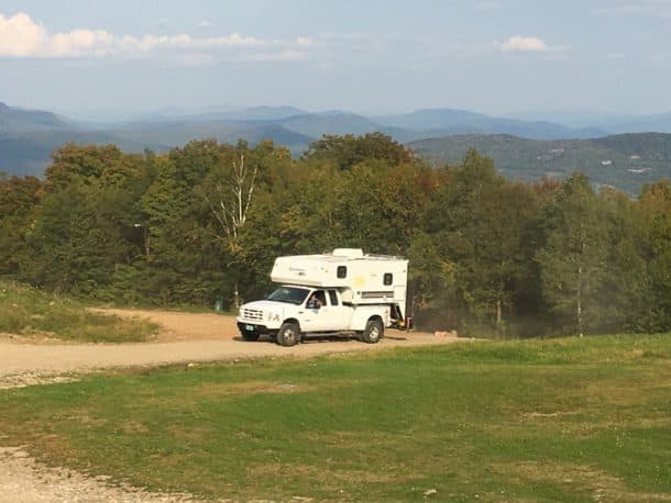 #219 - Bill HarringtonSunday River ski area, Maine2004 Ford F3501997 K&Z SportmansCamera Used - iPhoneWe went to my nephew’s wedding in Maine.  My wife made the wedding cake.  We were supposed to take it up on the tram, but it broke down, so we took it up in the truck camper.