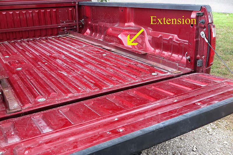  rails in truck with the extensions folded forward