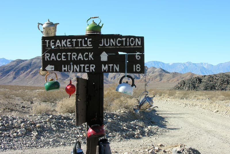 Teakettle Junction with teapots Death Valley