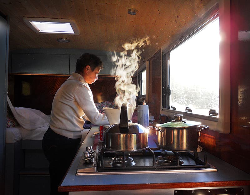 Cooking in the Tonke Camper