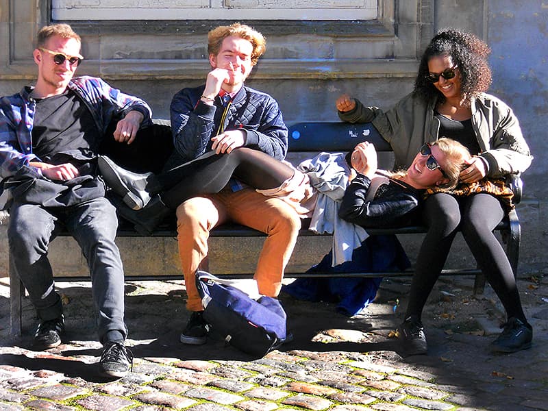 Danish students outside the design museum in Copenhagen