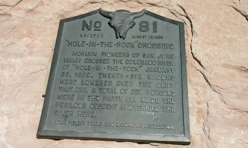 Cottonwood Trail Marker for the Mormon Route to the Hole in the Rock Road in Escalante, Utah