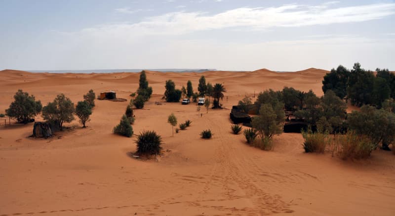 Truck camping in the Sahara desert