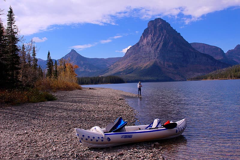 Two Medicine Lake with a kayak