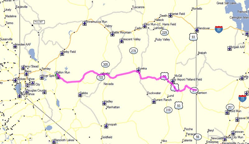 US50 Nevada Map