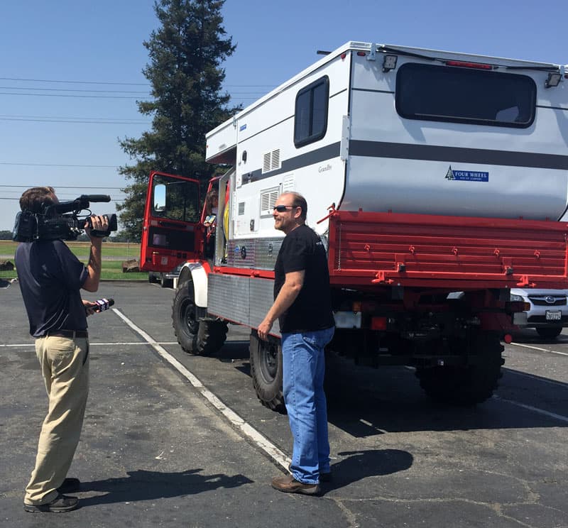 Unimog camper interview for television