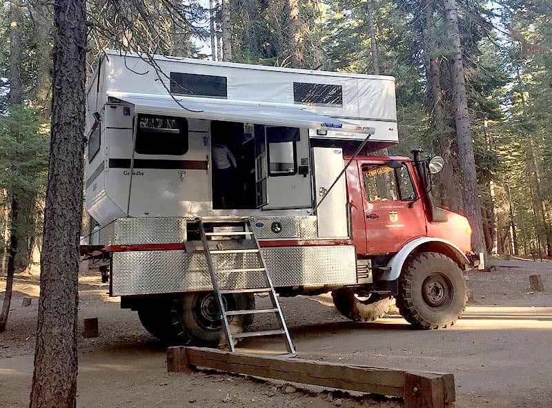 Ladder system for Unimog truck camper