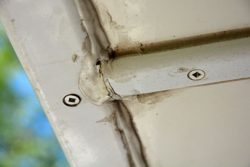 Used Camper Close Up Of Seals That Need Maintenance