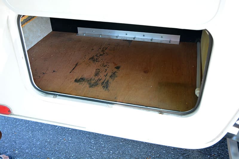 Used Camper Inside External Compartment Water Damage