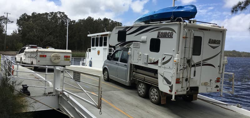 VW Transporter going on ferry ride in Australia