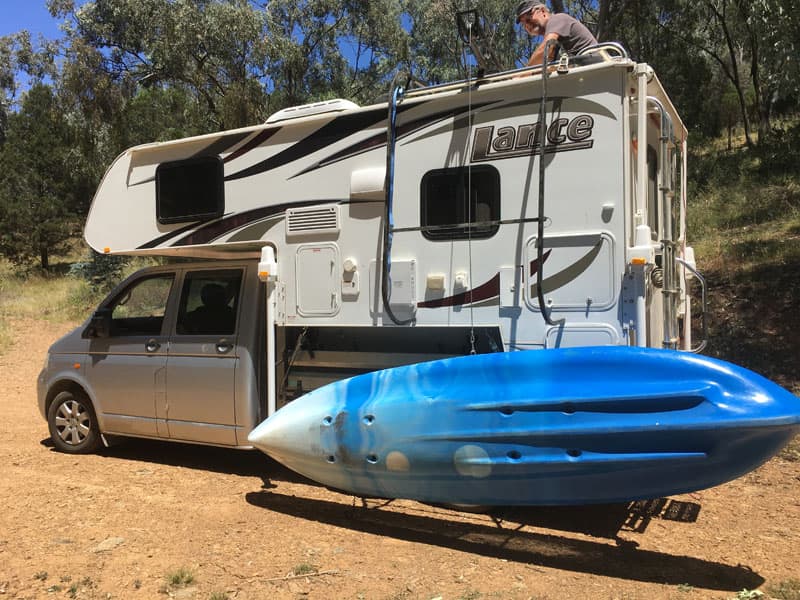 Kayak on Lance 825 truck camper