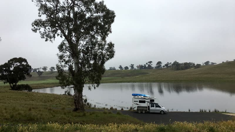 Volkswagen Transporter Truck Camper on the lake