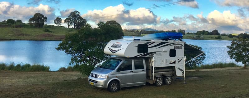 Kayak on Lance Camper in Australia