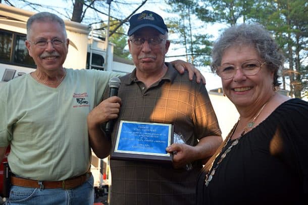Mikeee Tassinari accepting his gift, photo taken by Angela White