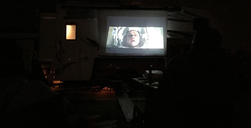 Watching The Martian on outdoor movie screen