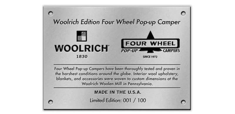 Woolrich Limited Edition Camper Number Plate