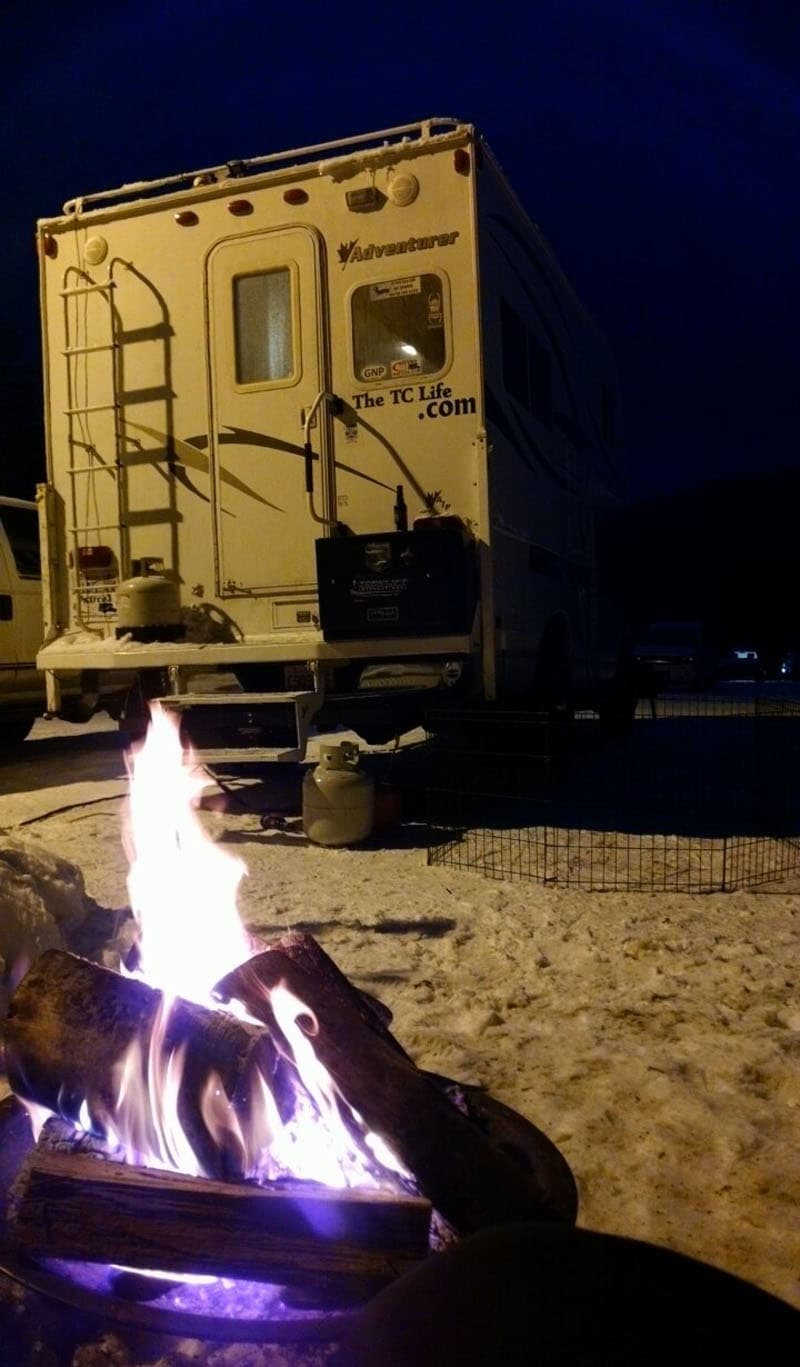 New Years skiing with a truck camper