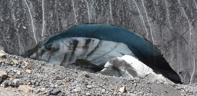 Cave-in under the Athabasca Glacier