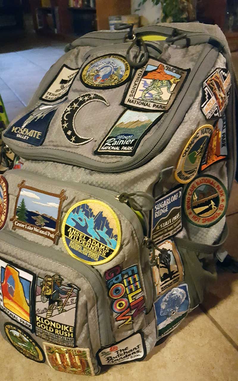 Collecting patches on a backpack