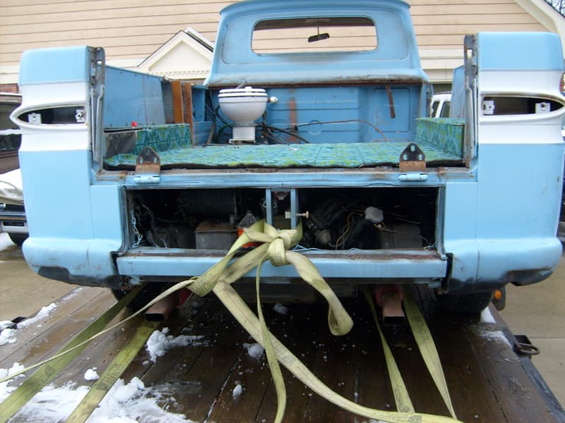 Corvair truck with toilet