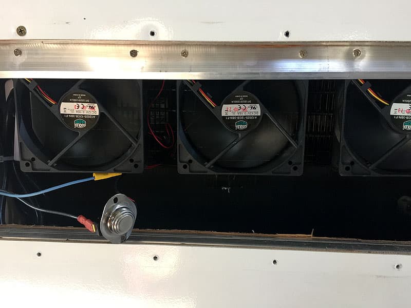 Fans with temperature sensor in place