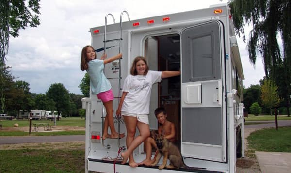 Grandchildren and Guinness the dog