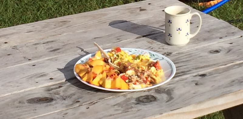 Healthy breakfast while truck camping