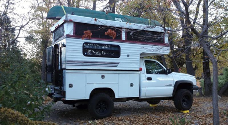 Packed up truck camper