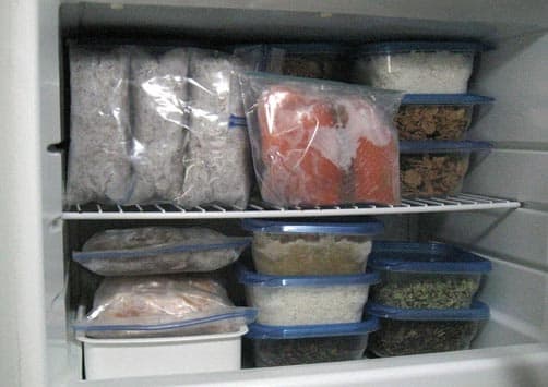 Inside freezer food packing