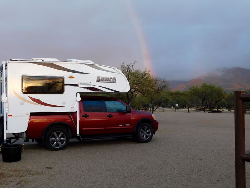 Nissan Titan camping rainbow