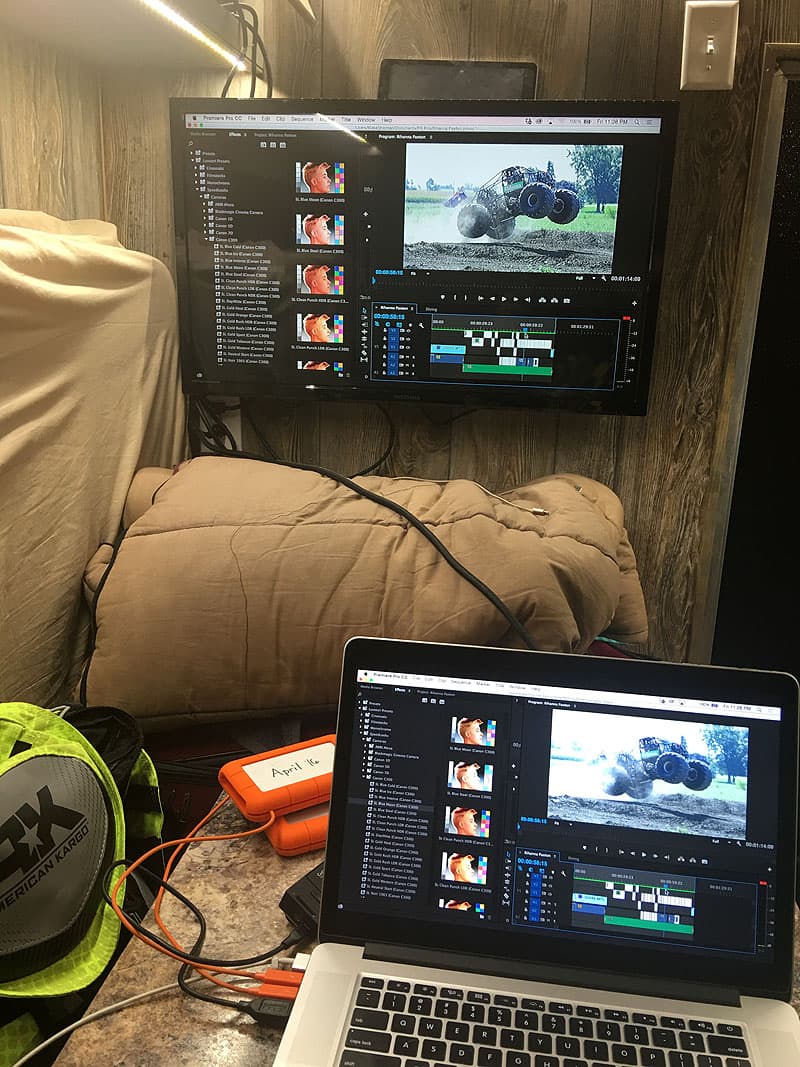 Editing video inside camper