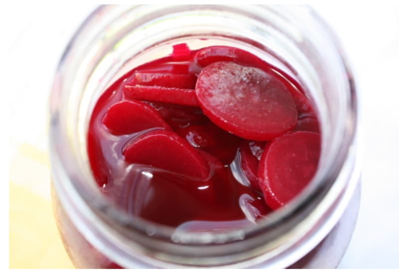 pickled beets on camper floor