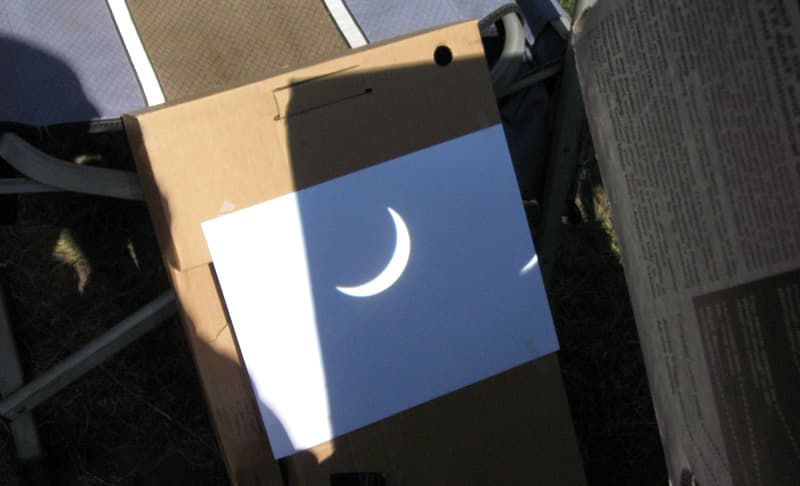 Small telescope projected image of the eclipse