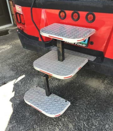 Snowmobile steps made into camper steps