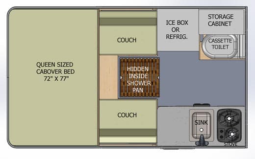 Four Wheel Self Contained Fleet floor plan