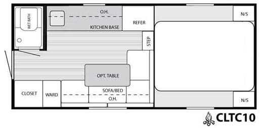 CampLite 10.0 Truck Camper floorplan