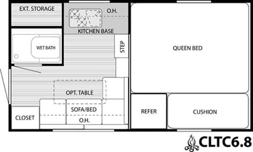 CampLite 6.8 Truck Camper floorplan