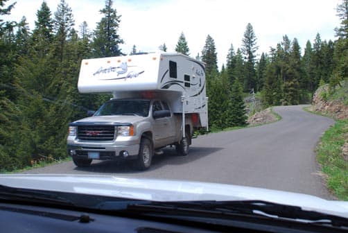 Waving at an Arctic Fox truck camper