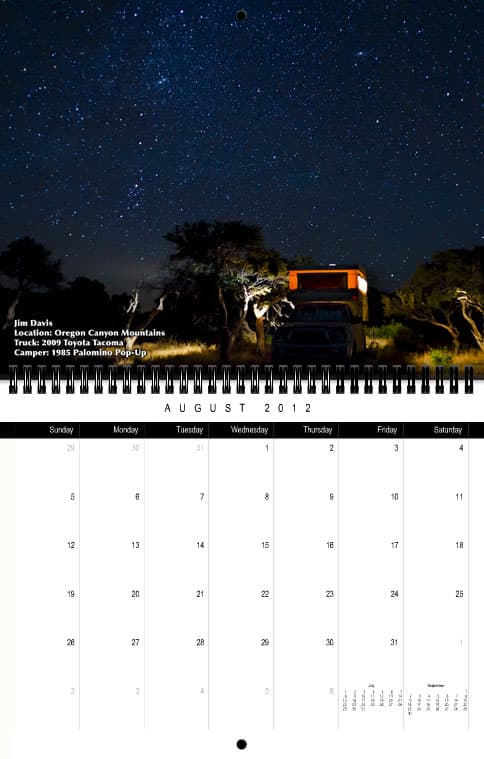 Truck Camper Magazine Calendar August