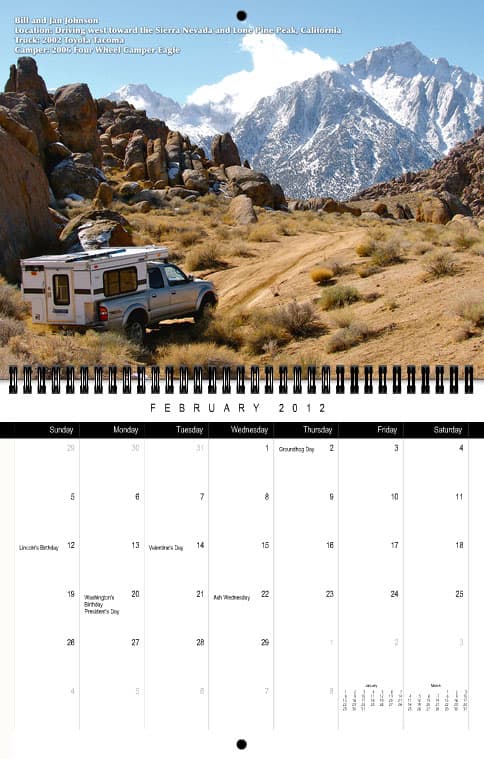 Truck Camper Magazine Calendar February