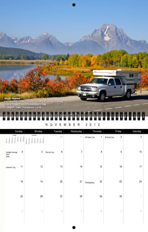 Truck Camper Magazine Calendar November