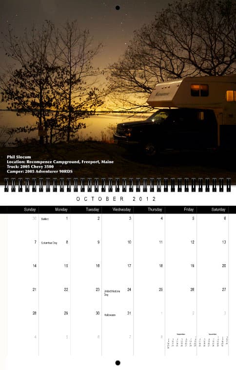 Truck Camper Magazine Calendar October