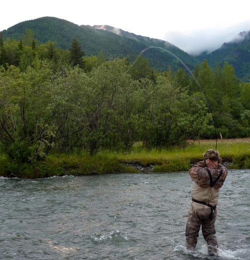 Fly fishing in Hope, Alaska